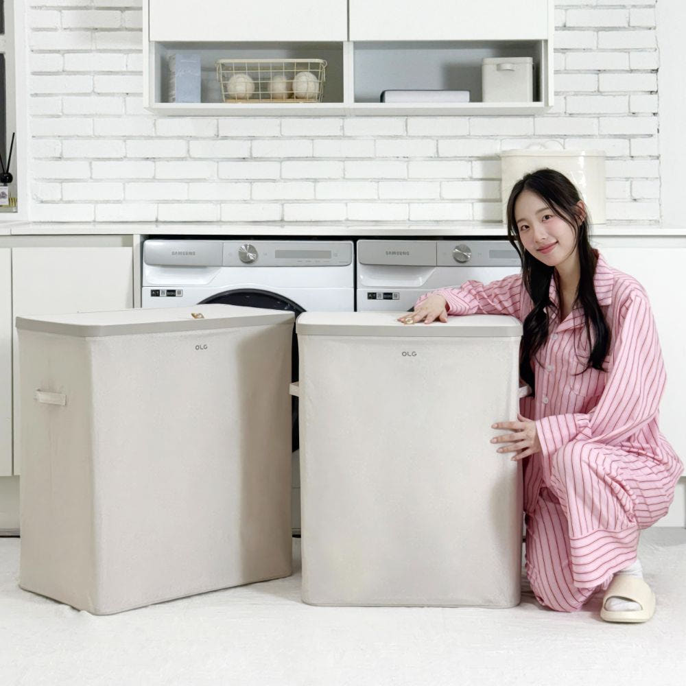 분리형 빨래바구니 2단 3단 대용량 세탁바구니 이동식 냄새차단 세탁실정리 · 이미지 2