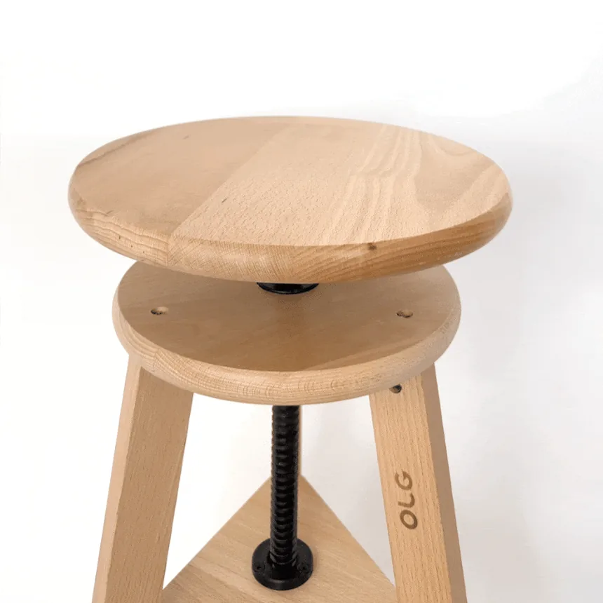 높이조절 회전 스툴 원목 의자 높이조절가능 느티나무 원형 좌판 직경 29cm · 이미지 7