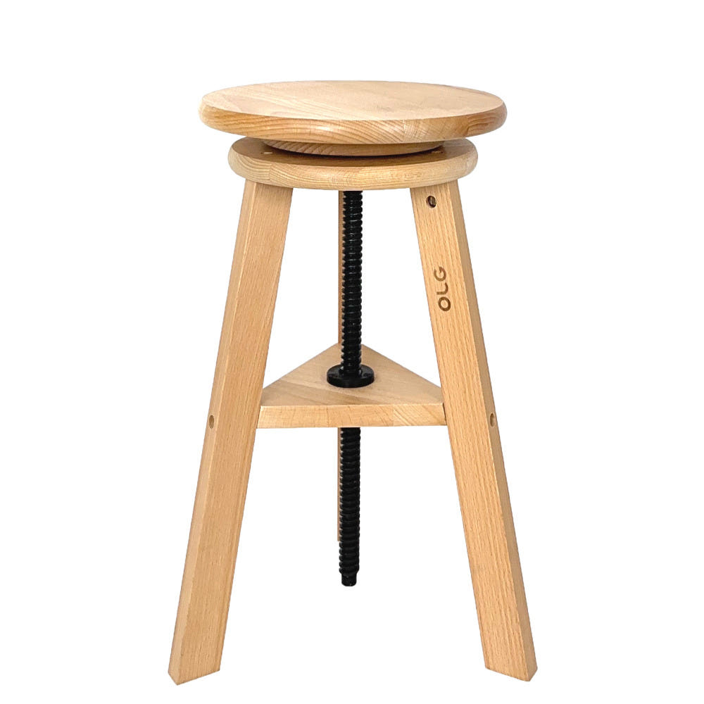 높이조절 회전 스툴 원목 의자 높이조절가능 느티나무 원형 좌판 직경 29cm · 이미지 2