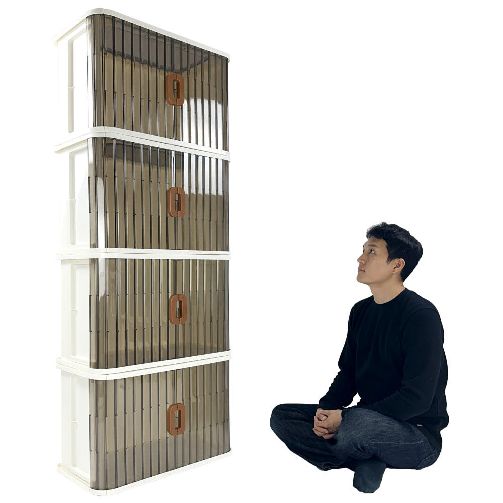 슬라이딩 리빙박스 투명 수납함 66L 초대용량 정리박스 4단 적층 추천 · 이미지 4