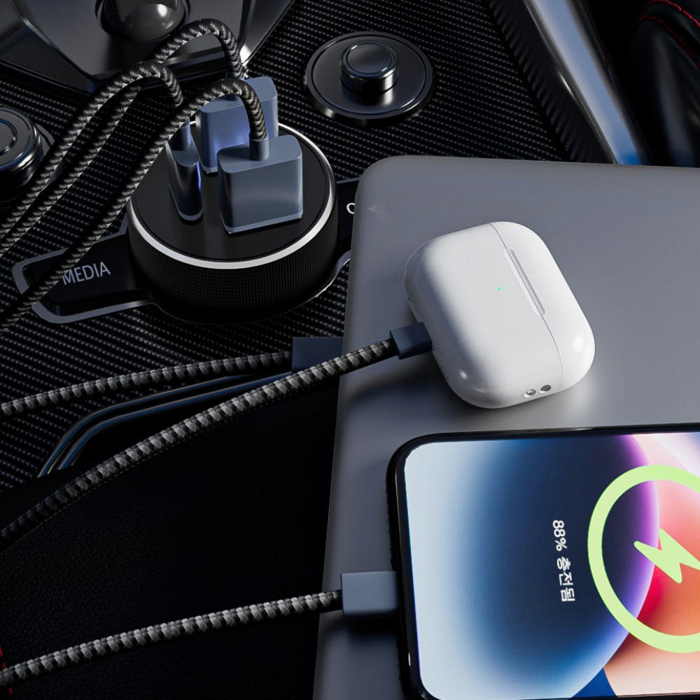 차량용 고속 충전기 100W 트리플 3구 시가잭 USB Type-C 동시충전 멀티포트 · 이미지 3