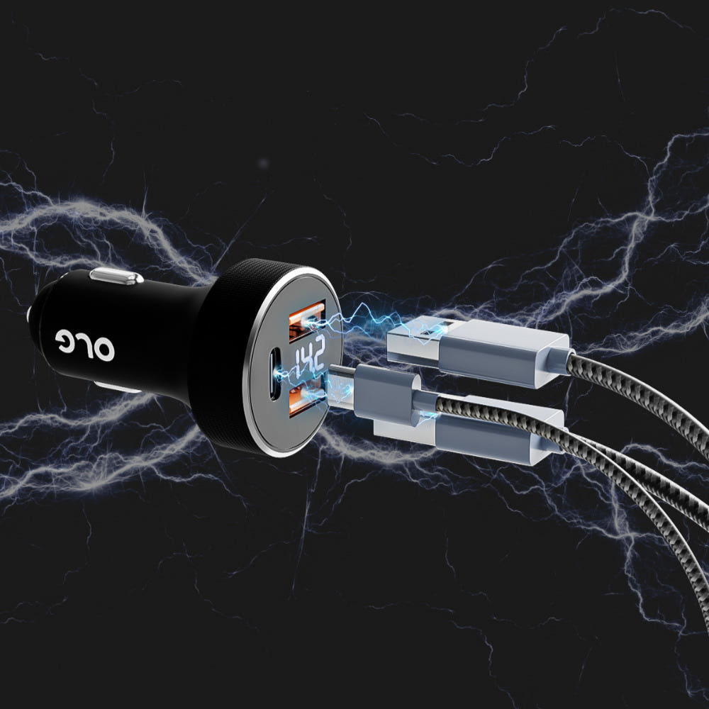 100W 초고속 차량용 충전기 트리플 포트 시가잭 USB타입C 자동전압조절 배터리 모니터링 LED · 이미지 4